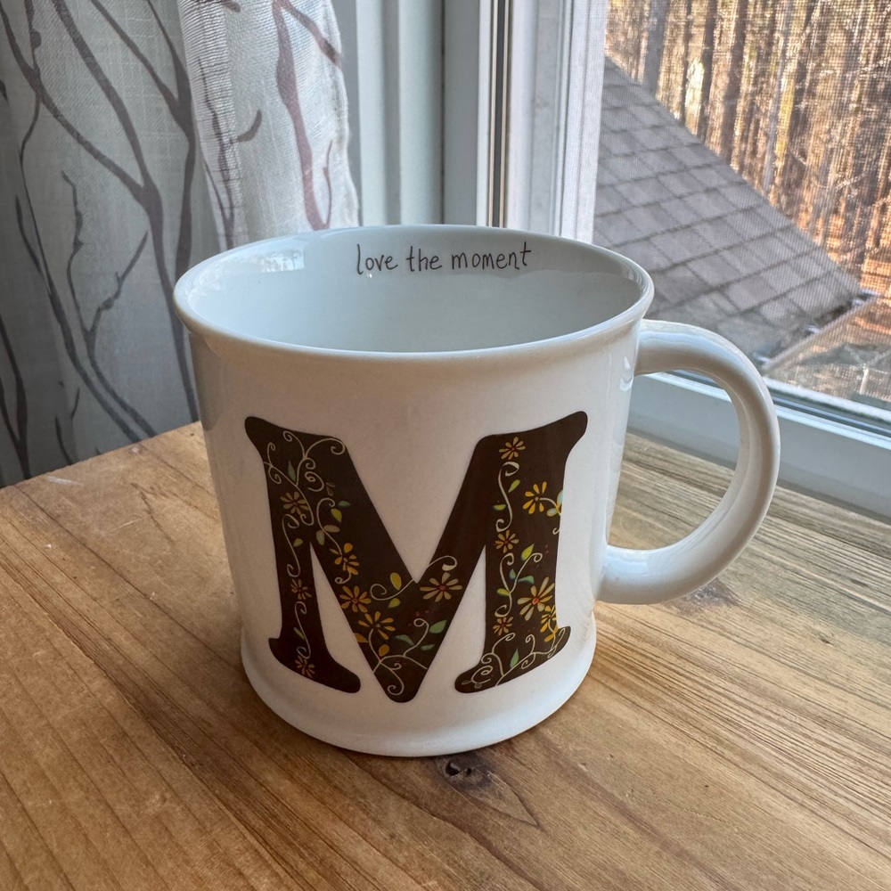 Love the Moment White Mug with Brown Floral M Natural Life